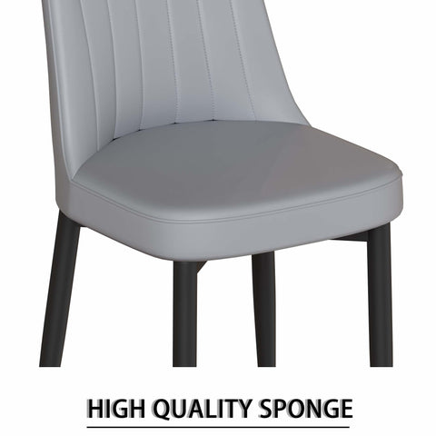 Expandable Dining Table Set for 2-8 People, 63-79" Gray MDF Kitchen Table with 4 PU Leather Padded Chairs, U-Shaped Legs, Modern Farmhouse Style for Dining Room & Living Room