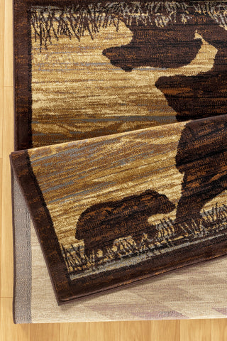 Nature's Nest GC_CBL3006 5'3"x7'3" Lodge Area Rug - Wildlife Mountain Animal Southwest Beige Polypropylene, Stain-Resistant, Durable for Living Room, Bedroom, Entryway, Made in Turkey