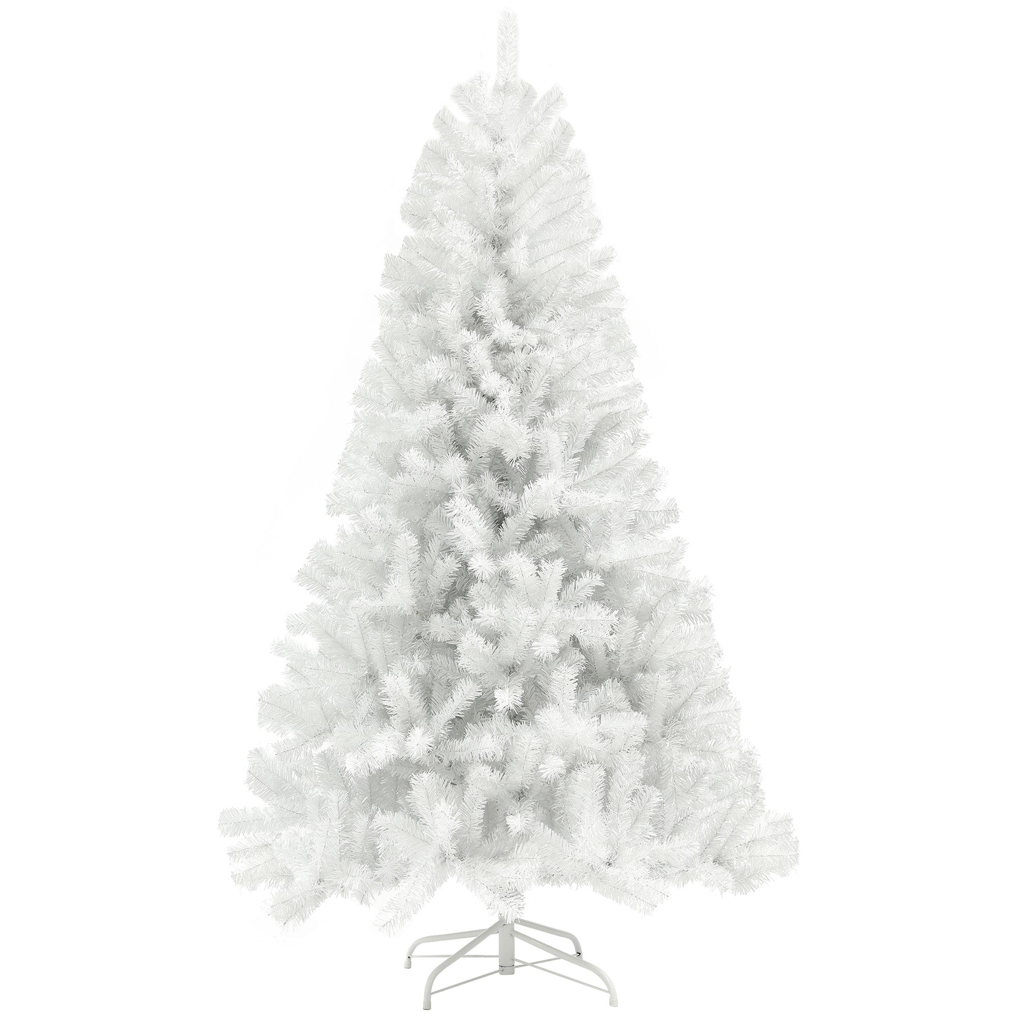 HOMCOM 9ft White Artificial Christmas Tree - Unlit Xmas Tree w/ 2132 Branch Tips, Auto Open, Steel Base for Home & Office Holiday Decor