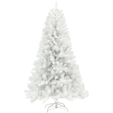 HOMCOM 9ft White Artificial Christmas Tree - Unlit Xmas Tree w/ 2132 Branch Tips, Auto Open, Steel Base for Home & Office Holiday Decor
