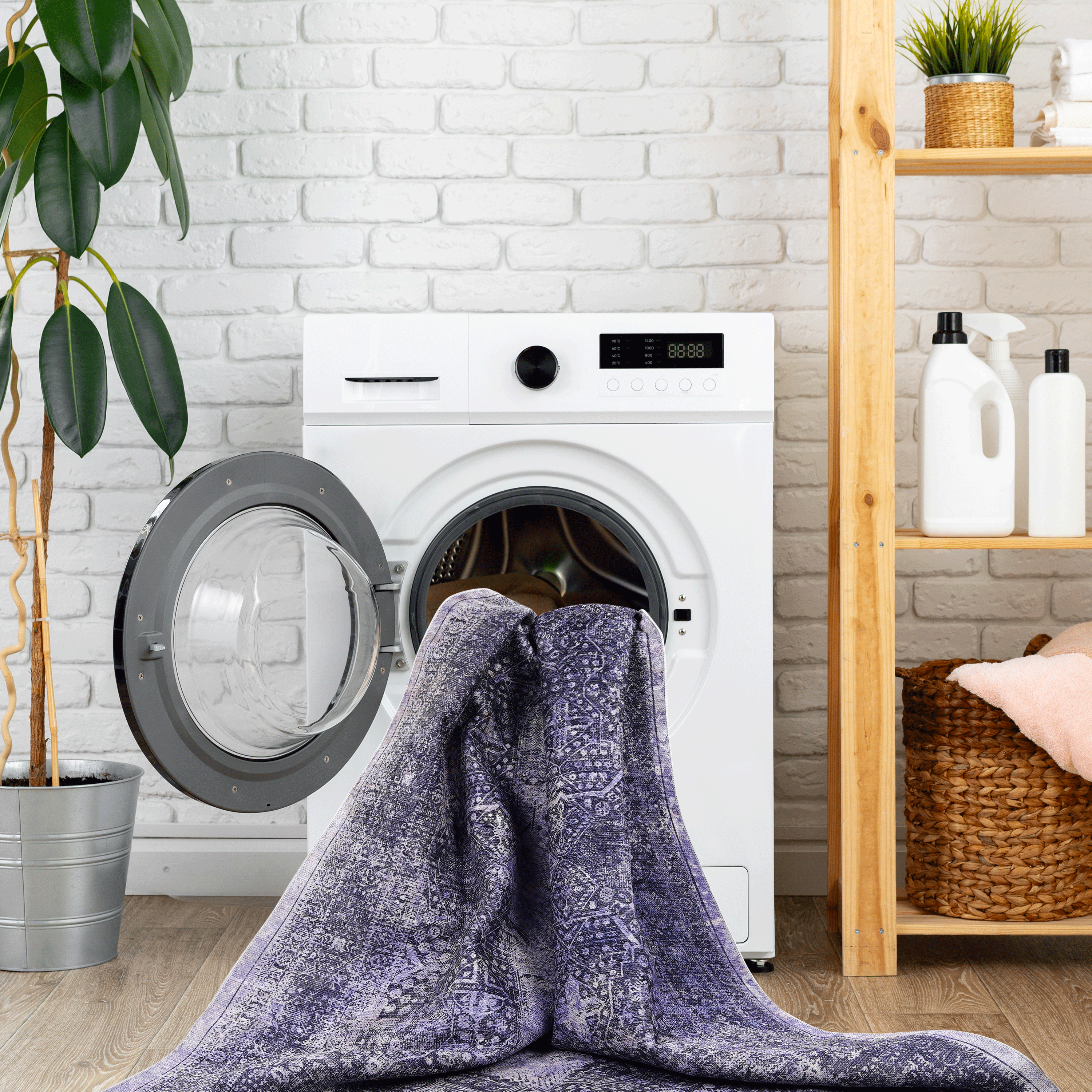 MAVAL Anthracite Washable Runner Rug 2'6" x 10' - Soft Chenille, Non-Slip, Stain-Resistant, Low Pile for Hallway, Kitchen, Living Room, Pet &amp; Family Friendly, Turkish Made