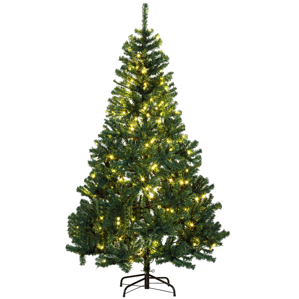 HOMCOM 6ft Prelit Douglas Fir Artificial Christmas Tree - 1000 Tips, 250 Warm White LED Lights, Realistic Green Plastic Branches, Indoor Holiday Decor, Easy Assembly