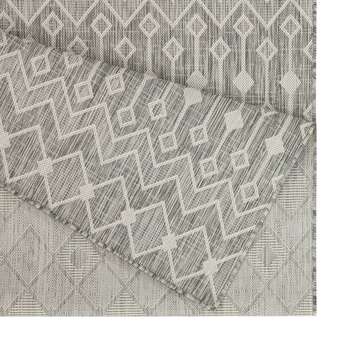 Sunshine GC_HAR2021 Silver 2'7" x 7'3" Indoor/Outdoor Area Rug - Stain Resistant Polypropylene, Flatweave, Easy Clean, Durable Patio & Deck Decor