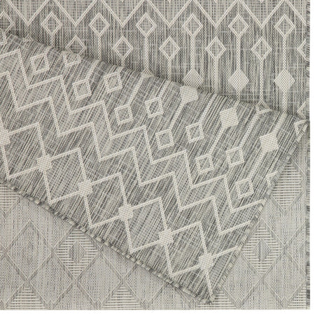 Sunshine GC_HAR2021 Silver 2'7" x 7'3" Indoor/Outdoor Area Rug - Stain Resistant Polypropylene, Flatweave, Easy Clean, Durable Patio & Deck Decor