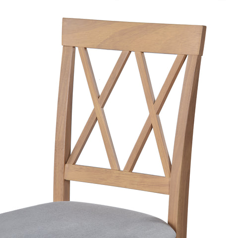 Farmhouse 5-Piece Extendable Dining Set: Natural Drop Leaf Table & 4 Upholstered Chairs for Small Kitchens, Solid Wood & MDF, Space-Saving Design