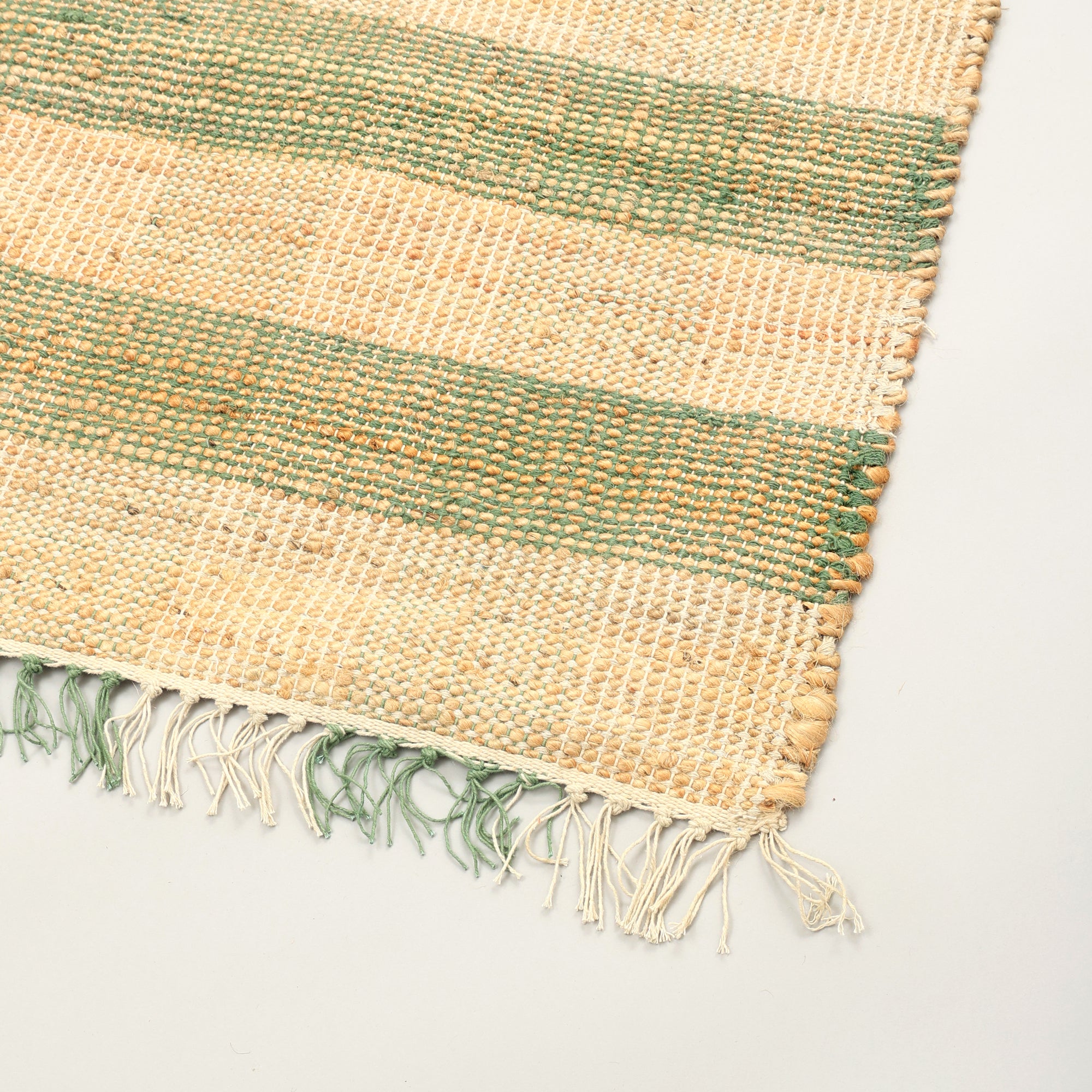 Artisan Handwoven Jute & Cotton Green Plaid Rug - 6x9 ft | Natural Fibers, Durable, Soft Underfoot | Eco-Conscious Living Room, Bedroom, Entryway Décor | India