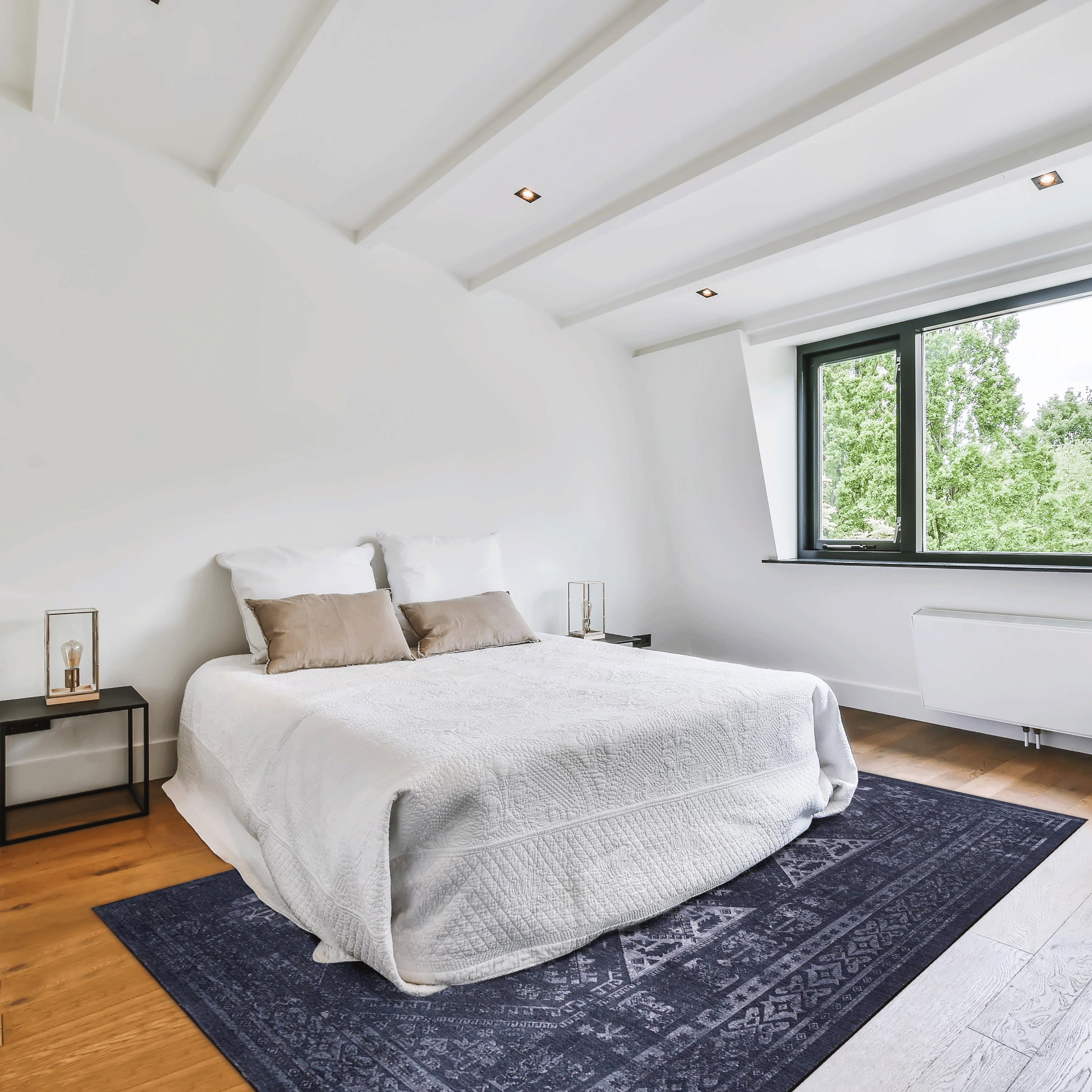 MAVAL 3x5 Washable Area Rug - Soft Chenille Boho Black+Gray Low Pile for Living Room, Bedroom, Kitchen, Hallway - Stain-Resistant, Non-Slip, Easy Clean Floor Carpet, 3' x 5'