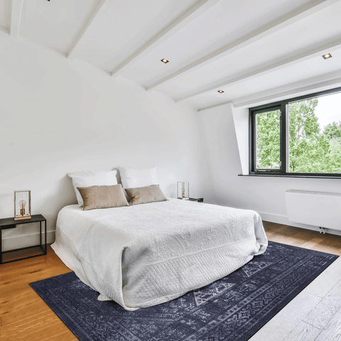 MAVAL 8x10 Washable Area Rug - Soft Chenille Polyester, Non-Slip, Stain-Resistant Black & Gray for Living Room, Bedroom, Hallway, Kitchen, Playroom