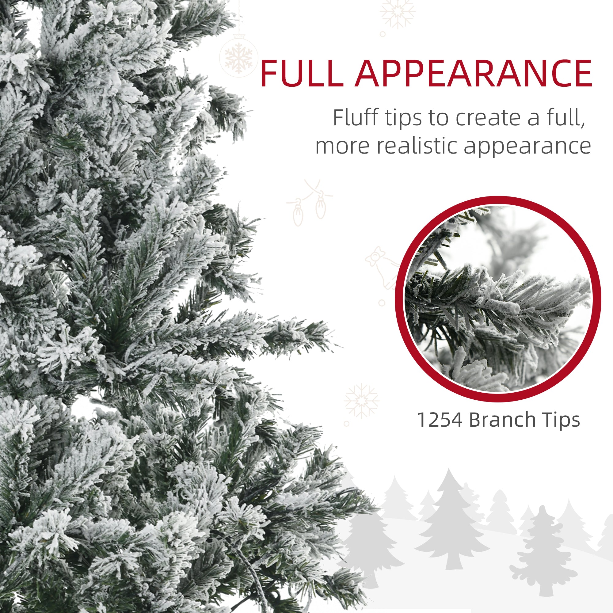 HOMCOM 7.5' Flocked Artificial Christmas Tree | Auto-Open Design, 500 Warm White LED Lights | Realistic Snowy Branches, Flame-Retardant Plastic | Perfect for Home Holiday Decor