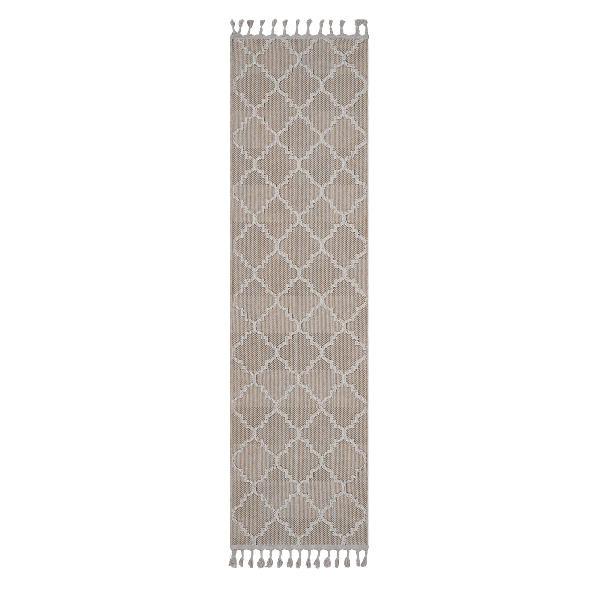 Guros Collection 2'x8' Ivory Trellis Runner Rug | Stain-Resistant Polypropylene | Medium Pile, Latex-Free Cotton Backing | Durable Indoor/Outdoor Hallway, Entryway, Kitchen Decor