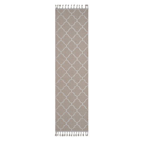 Guros Collection 2'x8' Ivory Trellis Runner Rug | Stain-Resistant Polypropylene | Medium Pile, Latex-Free Cotton Backing | Durable Indoor/Outdoor Hallway, Entryway, Kitchen Decor