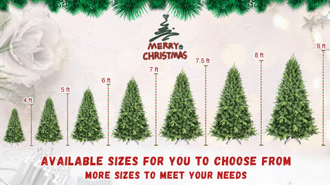 7FT Classic Green Christmas Tree: 1875 PE+PVC Tips, Hinged Branches, Easy Assembly, Stable Metal Stand, Realistic Full Holiday Decor for Home & Indoor Use