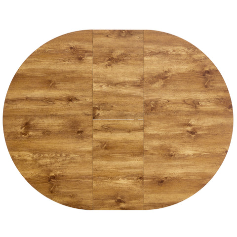 Modern Extendable Round Wood MDF Dining Table Set with 4 PU Cushioned Armless Chairs, Wood Brown, Seats 4, Perfect for Kitchen &amp; Dining Room Gatherings