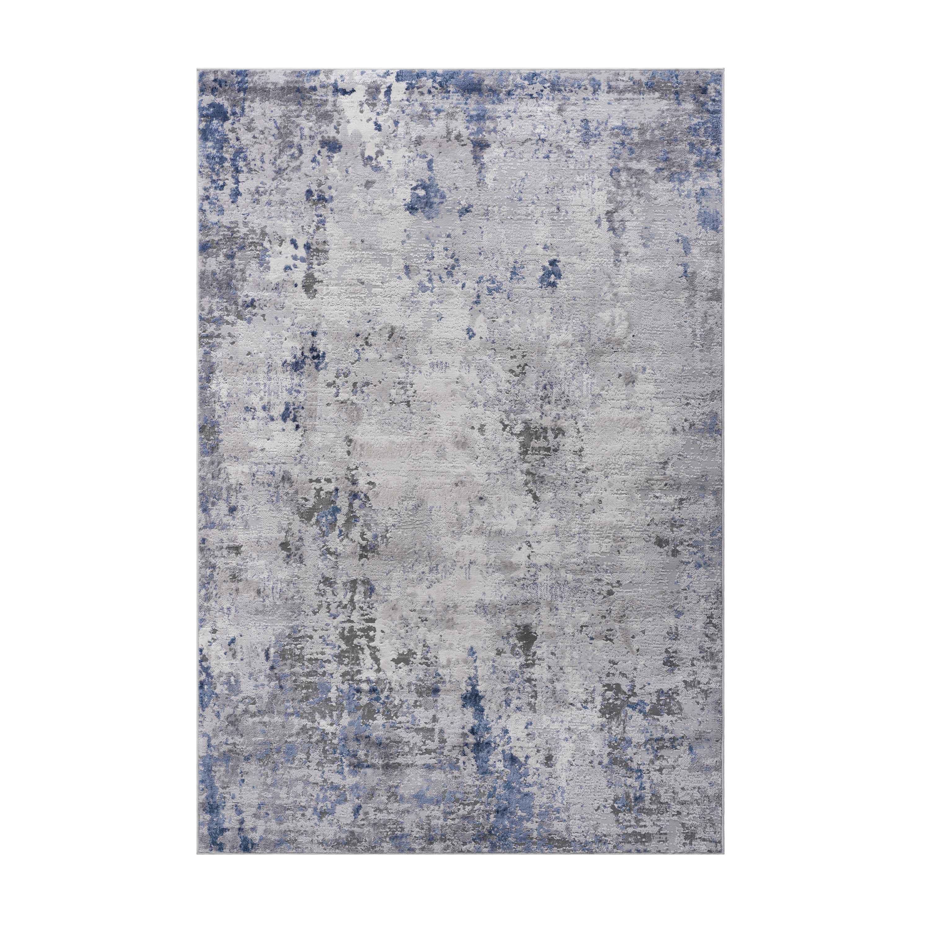 MARFI Collection 2'x3' Abstract Silver & Blue Polyester Doormat Rug - Stain-Resistant, Non-Shedding, Kid & Pet-Friendly Entryway Mat for Living Room, Bedroom, Dorm, Turkey