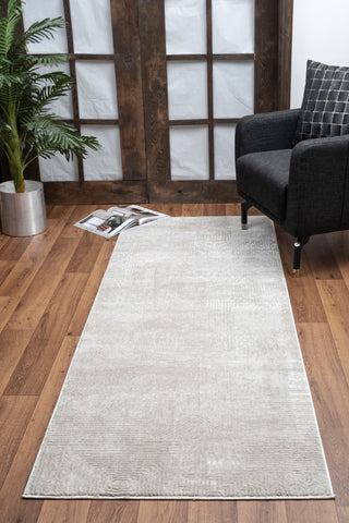 Elegance GC_CNC6008 Ivory 5'3" x 7'3" Polyester Area Rug | Contemporary Style, Stain Resistant, Durable for High Traffic, Soft Pile, Made in Turkey, Beige