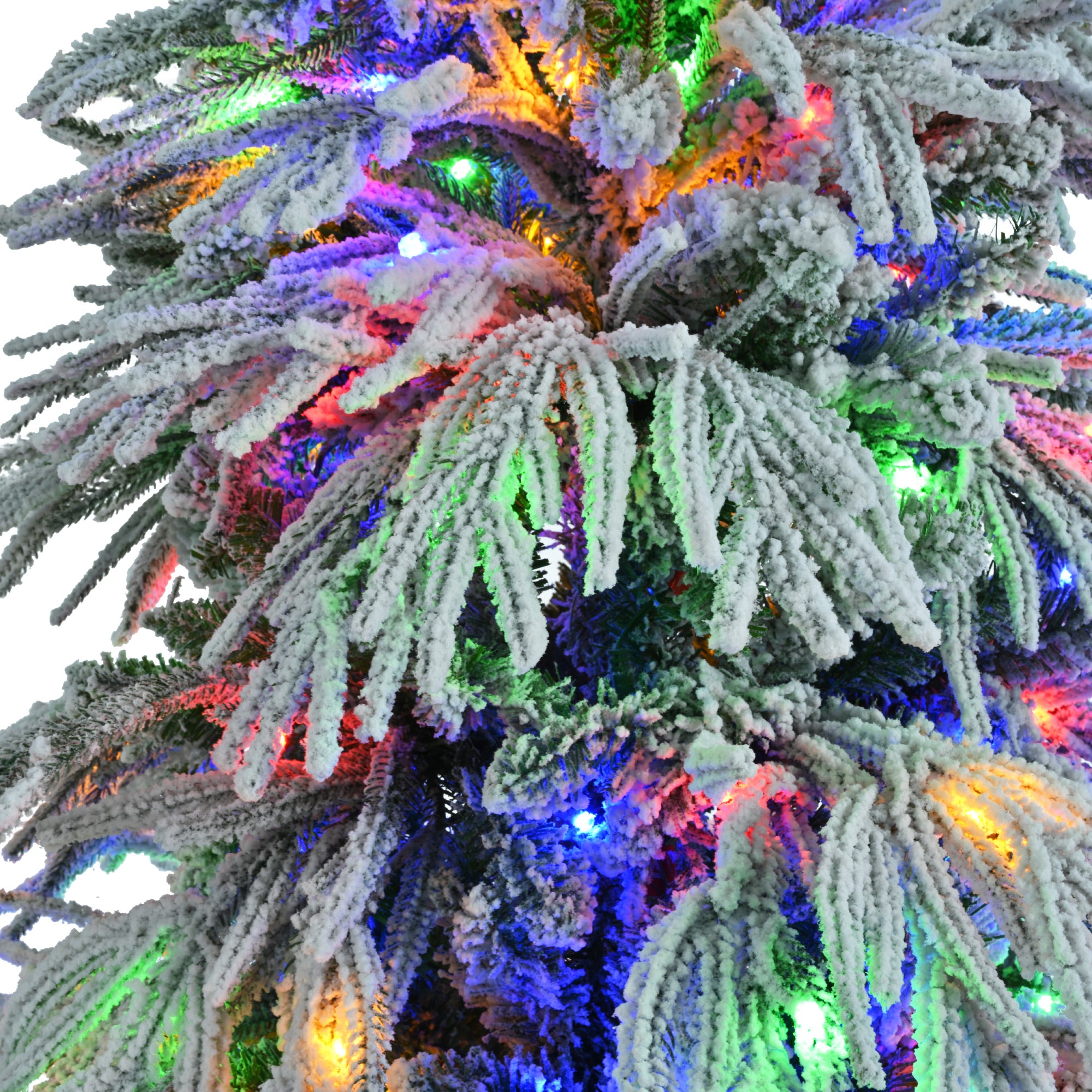 6FT Snow Flocked Spruce Christmas Tree | Hinged Artificial Xmas Tree | 790 Tips, 300 Multi-Color & Warm White LED Lights, 8 Modes | Perfect Holiday Home & Office Decor