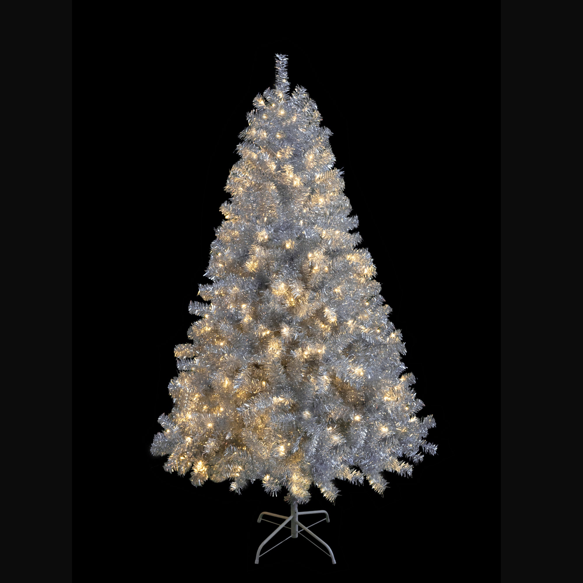 6FT Sliver Pre-Lit Artificial Christmas Tree: Hinged Full PVC Tree with 800 Branch Tips & 300 LED Lights, 11 Modes. Ideal Indoor/Outdoor Holiday Decoration.