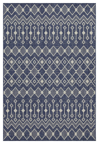 Sunshine GC_HAR2019 Blue 7'10" x 10'3" Indoor/Outdoor Area Rug - Stain-Resistant Polypropylene, Kid &amp; Pet Friendly, Durable Flatweave for Patio, Deck, Living Room, Entryway