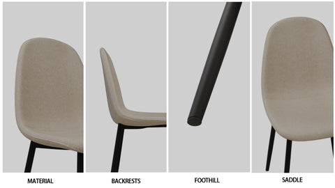 55" Dark Wood Dining Table Set with 4 Beige Suede Chairs - Modern Industrial MDF & Metal Base Kitchen & Dining Room Furniture - Ergonomic Comfort & Easy Assembly