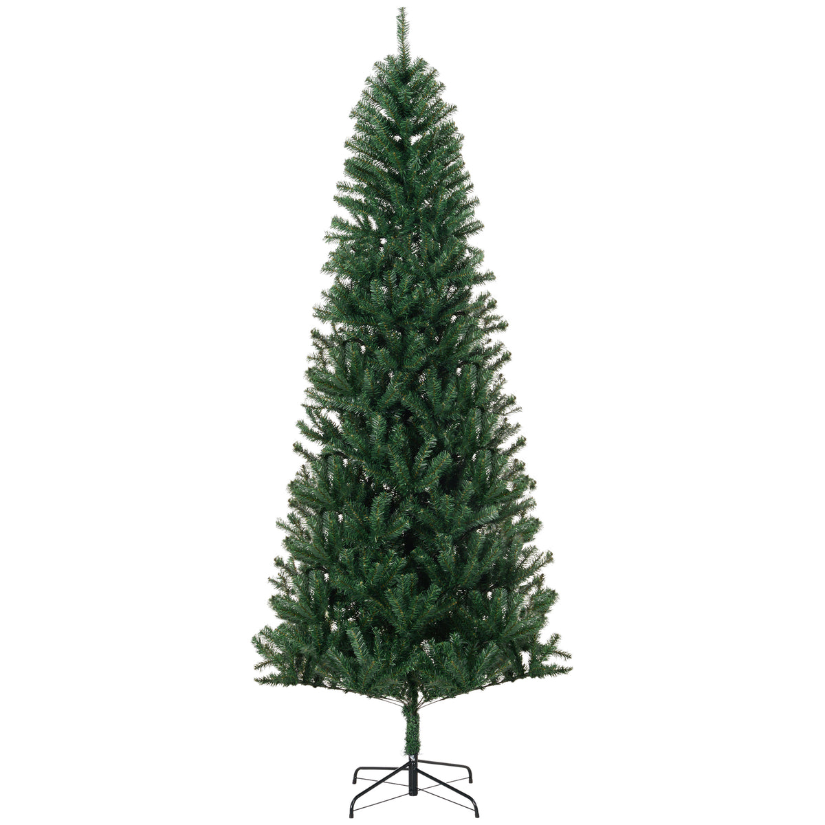 HOMCOM 8' Slim Fir Artificial Christmas Tree - Realistic Green PVC & Plastic Tree with 1168 Tips, 43.3" Dia, Easy Assembly & Storage for Home Holiday Decor