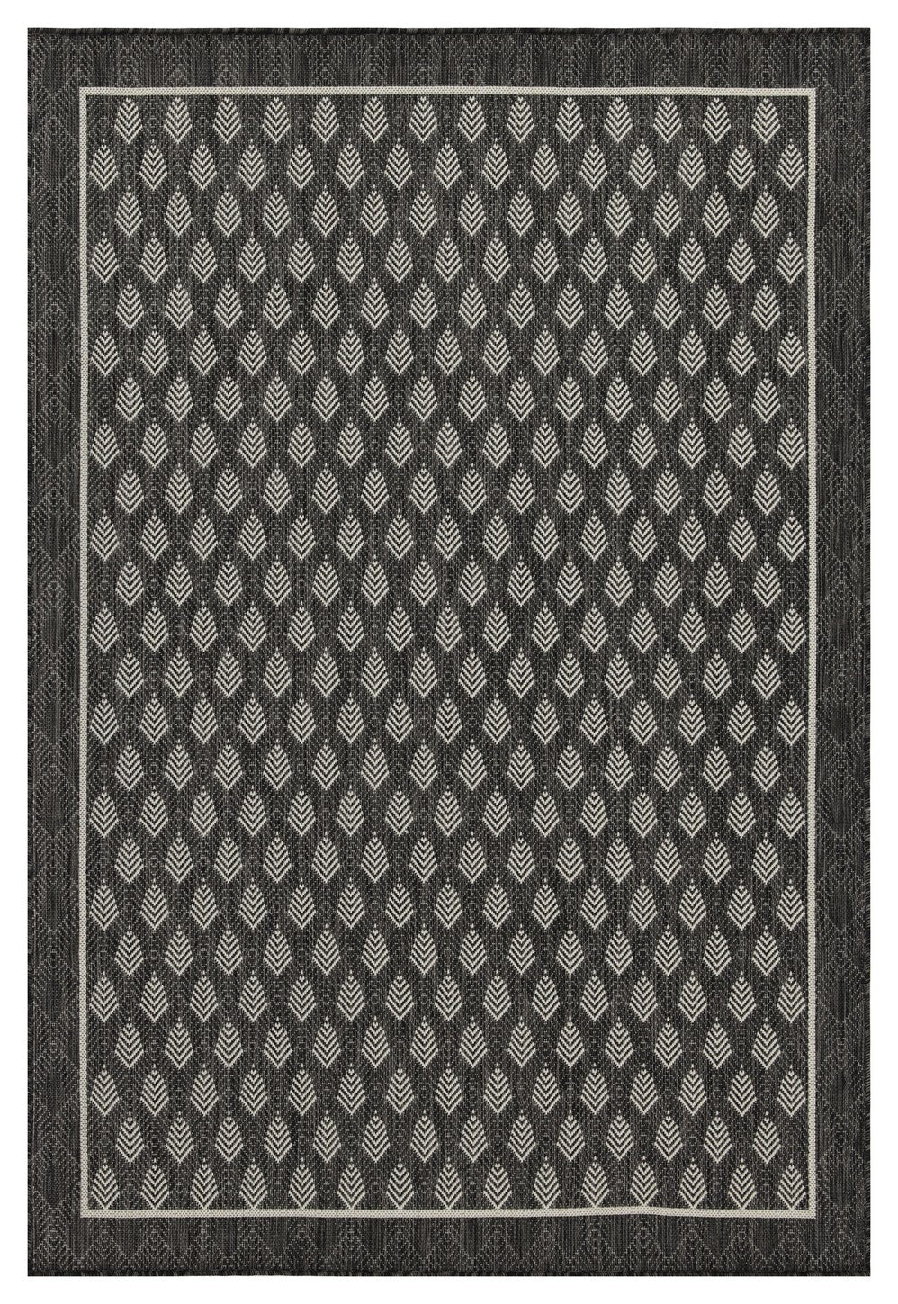 Sunshine GC_HAR2008 Anthracite Polypropylene Indoor/Outdoor Area Rug - 7'10" x 10'3" Flatweave, Stain-Resistant, Easy-Clean for Patio, Deck, Living Room, Entryway