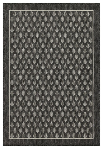Sunshine GC_HAR2008 Anthracite Polypropylene Indoor/Outdoor Area Rug - 7'10" x 10'3" Flatweave, Stain-Resistant, Easy-Clean for Patio, Deck, Living Room, Entryway
