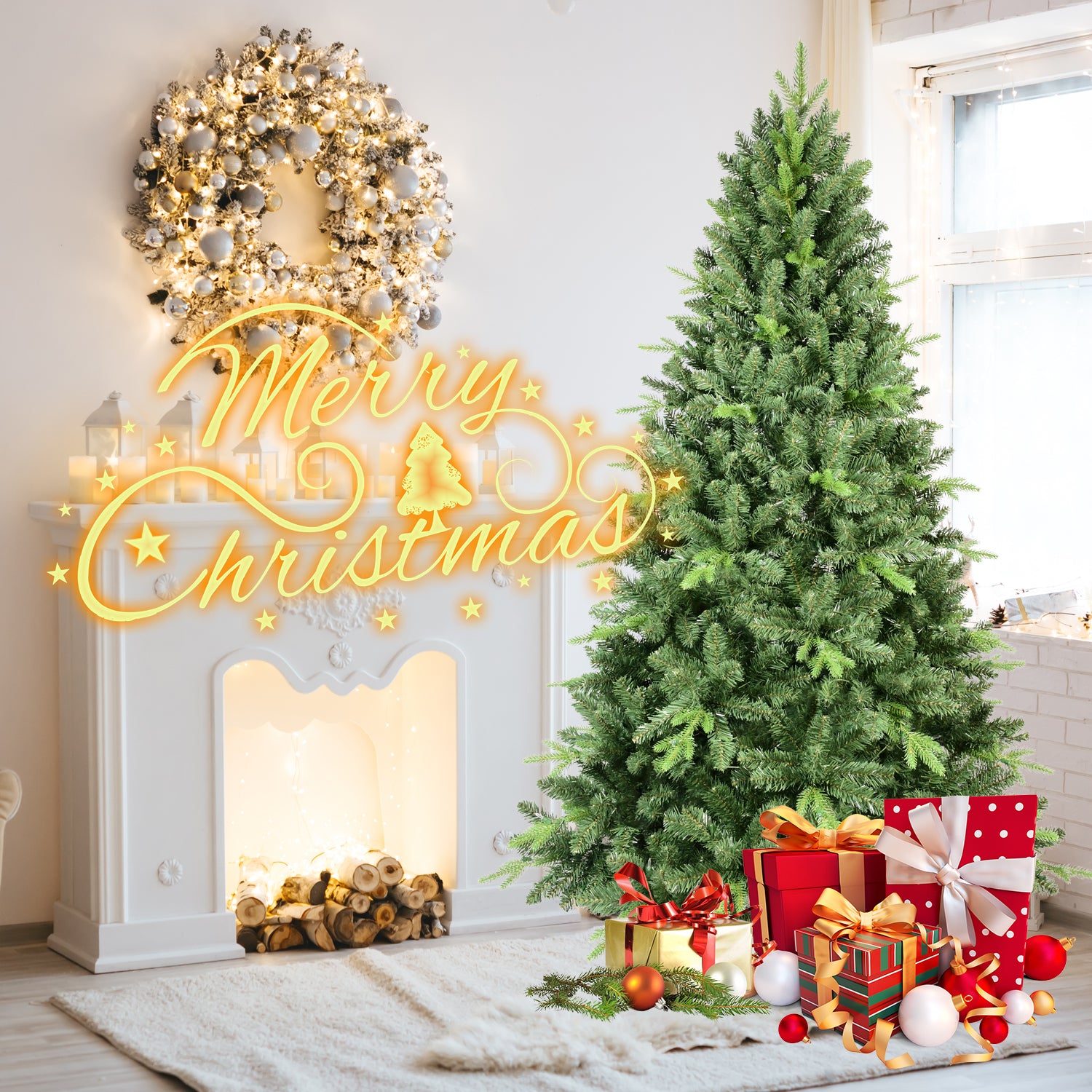 4FT Classic Green Christmas Tree with 636 PE+PVC Tips: Realistic Hinged Branches, Easy Assembly, Stable Metal Stand for Lifelike Holiday Decorating, Home &amp; Indoor Use