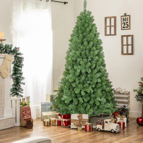 9ft Hinged Artificial Christmas Tree - Lush Green PVC with 1910 Memory Wire Tips for Easy Setup &amp; Full Holiday Decor - Indoor Home &amp; Office