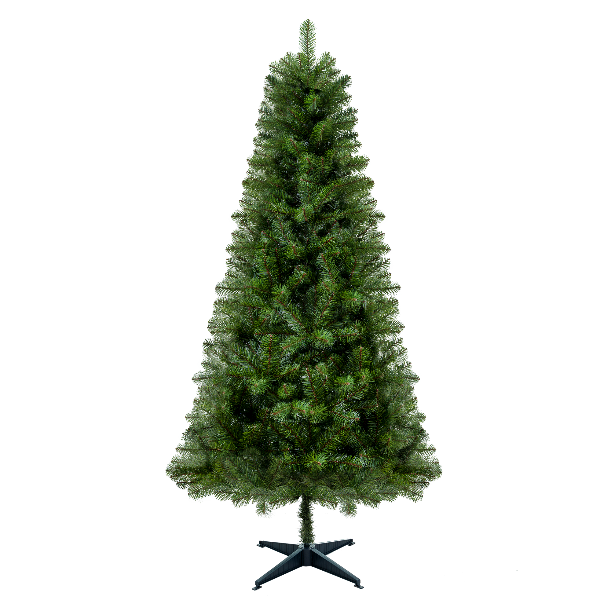 6FT Hinged Unlit Artificial Christmas Tree - Full Green PVC Tree with 582 Realistic Tips &amp; Durable Plastic Stand, Perfect for Indoor Holiday Home &amp; Office Decor