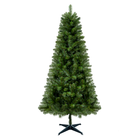 6FT Hinged Unlit Artificial Christmas Tree - Full Green PVC Tree with 582 Realistic Tips &amp; Durable Plastic Stand, Perfect for Indoor Holiday Home &amp; Office Decor