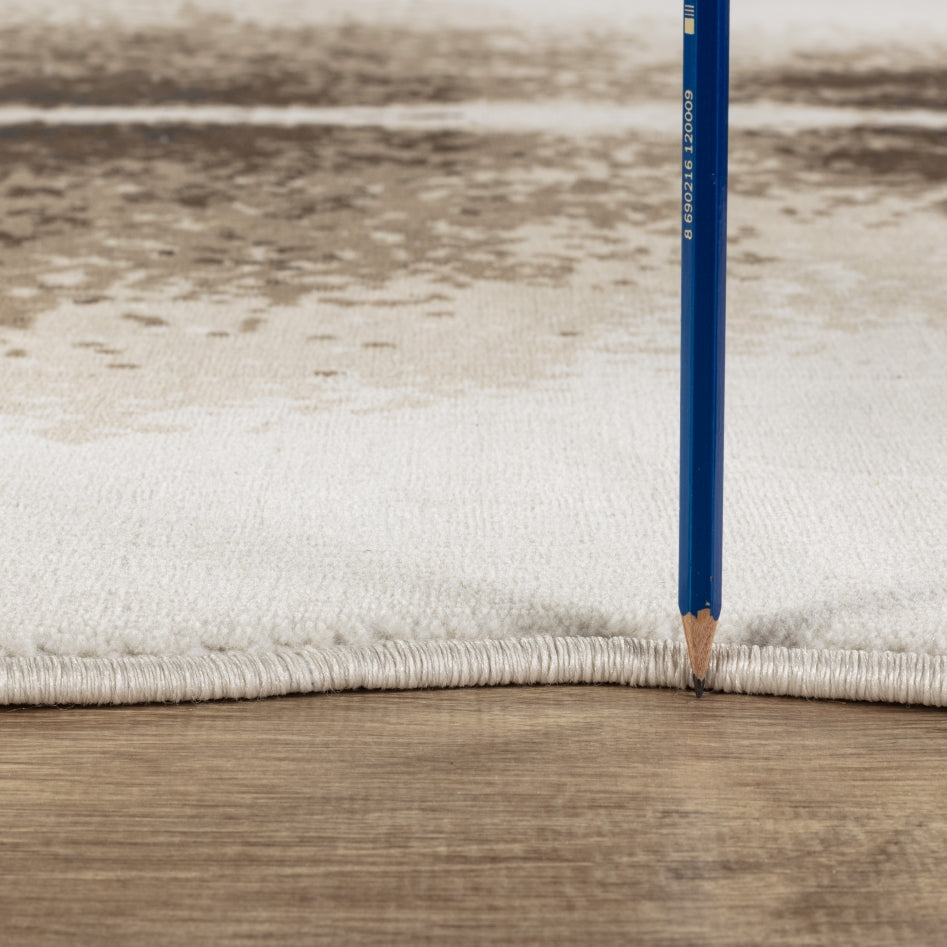 Brown &amp; Ivory Cowhide Style Area Rug - 5x7 ft Polyester Lodge/Farmhouse Machine-Made for Living Room, Bedroom, High Traffic Areas, Stain Resistant