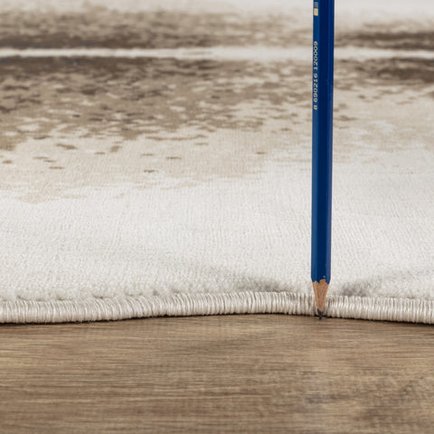 Brown &amp; Ivory Cowhide Style Area Rug - 5x7 ft Polyester Lodge/Farmhouse Machine-Made for Living Room, Bedroom, High Traffic Areas, Stain Resistant