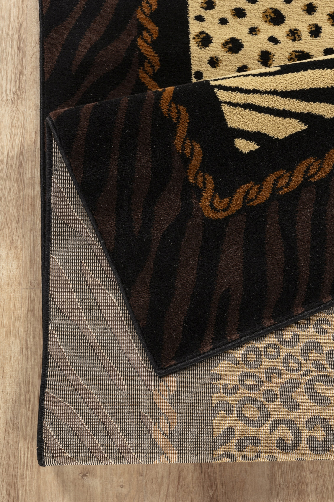 Tribes GC_YLS4012 7'10"x10'3" Animal Print Area Rug - Polypropylene, Black Multi, Machine-Made, Lodge/Rustic Style, Stain-Resistant, Kid &amp; Pet Friendly, Made in Turkey