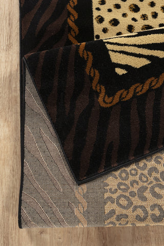 Tribes GC_YLS4012 7'10"x10'3" Animal Print Area Rug - Polypropylene, Black Multi, Machine-Made, Lodge/Rustic Style, Stain-Resistant, Kid &amp; Pet Friendly, Made in Turkey