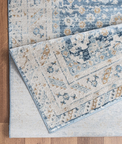 Noble GC_GEN7003 Navy Blue 5'3"x7'3" Area Rug - 100% Polyester Medallion Pattern, Stain-Resistant, Durable for High-Traffic Home Entryways, Living Rooms, Made in Turkey