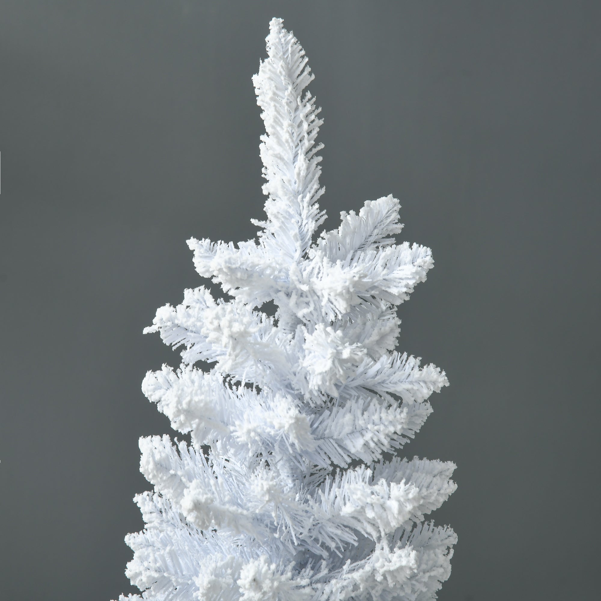 HOMCOM 5' Snow Flocked Pencil Christmas Tree - Slim White Xmas Tree with Realistic Branches & Plastic Base for Indoor Home Decoration. Easy Assembly & Storage.