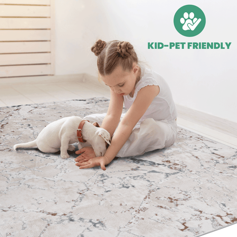 MARFI Collection 5x7 Multi Contemporary Area Rug | Stain-Resistant, Non-Shedding Polyester | 0.35" Medium Pile | Kid & Pet-Friendly | Living Room, Bedroom, Entryway | Turkish Made
