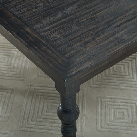 Leviton Urban Style 5-Piece Dark Wash Rubberwood Dining Set: Rectangular Table & 4 Turned-Leg Chairs, Black/Blue, Seats 4, Ideal for Dining Room