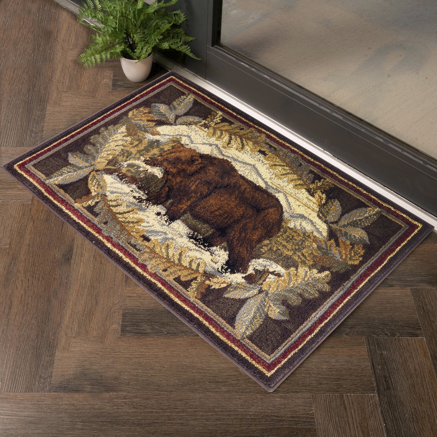 Nature's Nest Lodge Area Rug, 2'7" x 7'3", Brown, 100% Polypropylene, Stain-Resistant, Kid &amp; Pet Friendly, Durable for High Traffic, Entryways &amp; Living Spaces, Made in Turkey