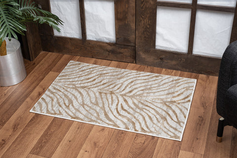 Elegance GC_CNC6007 Gold 5'3" x 7'3" Area Rug - Soft Polyester Animal Print, Stain-Resistant, Durable for High-Traffic Rooms &amp; Entryways, 0.31" Pile, Made in Turkey