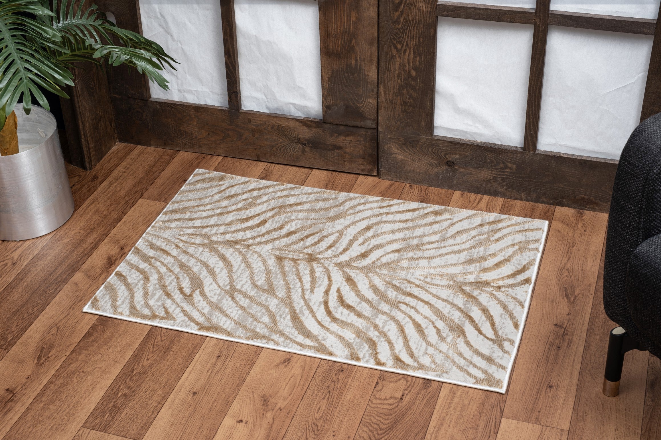 Elegance GC Gold 2x3 ft Area Rug: Soft Polyester Animal Skin Pattern Accent Mat, Stain Resistant, Kid & Pet Friendly, Durable Entryway Rug Made in Turkey