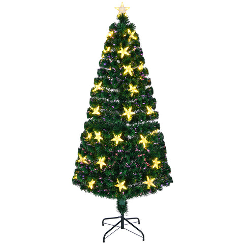 7FT Pre-Lit Fiber Optic Christmas Tree Green Spruce with 245 LED Warm White Lights &amp; Star Topper. Realistic PVC Needles, Stable Metal Stand. Indoor Holiday Decor for Home &amp; Office.