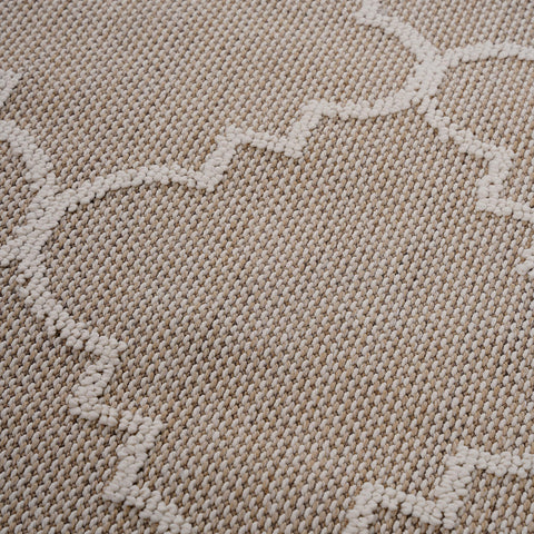 Guros Collection 8x10 Ivory Trellis Indoor/Outdoor Area Rug - Stain Resistant, Non-Shedding Polypropylene with Cotton Backing, Medium Pile for Living Rooms, Entryways, Patios, & High-Traffic Areas