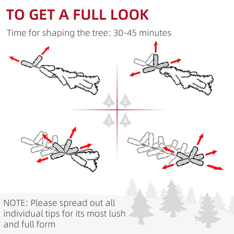 HOMCOM 7.5ft Pencil Snow Flocked Artificial Christmas Tree, Green, Realistic Branches, Pine Cones &amp; Berries, Auto Open, Flame Retardant, Easy Assembly for Home Holiday Decor