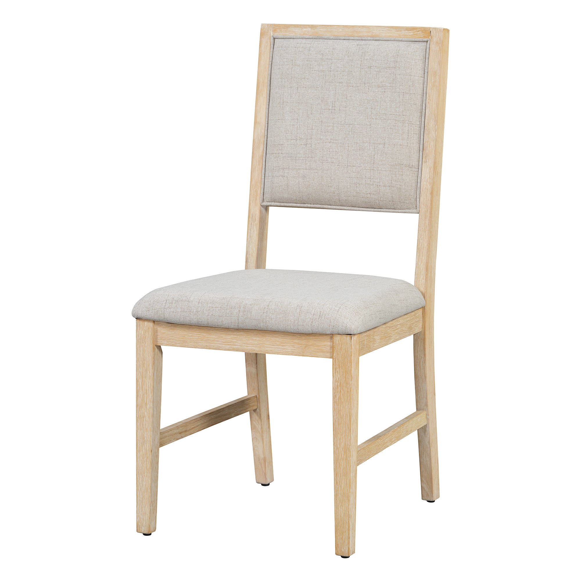 TREXM 6-Piece Retro Dining Table Set for 6, 60" Oak Veneer Wood Kitchen Table & 4 Chairs with Upholstered Bench, Natural Finish, Dining Room & Kitchen Use, Durable Rubberwood Legs