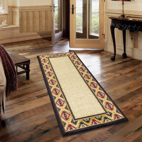 Tribes GC 2x3 ft Southwest Area Rug - Cream Polypropylene Accent Mat, Stain Resistant, Low Pile for Entryways & Living Rooms, Durable & Pet Friendly, Made in Turkey