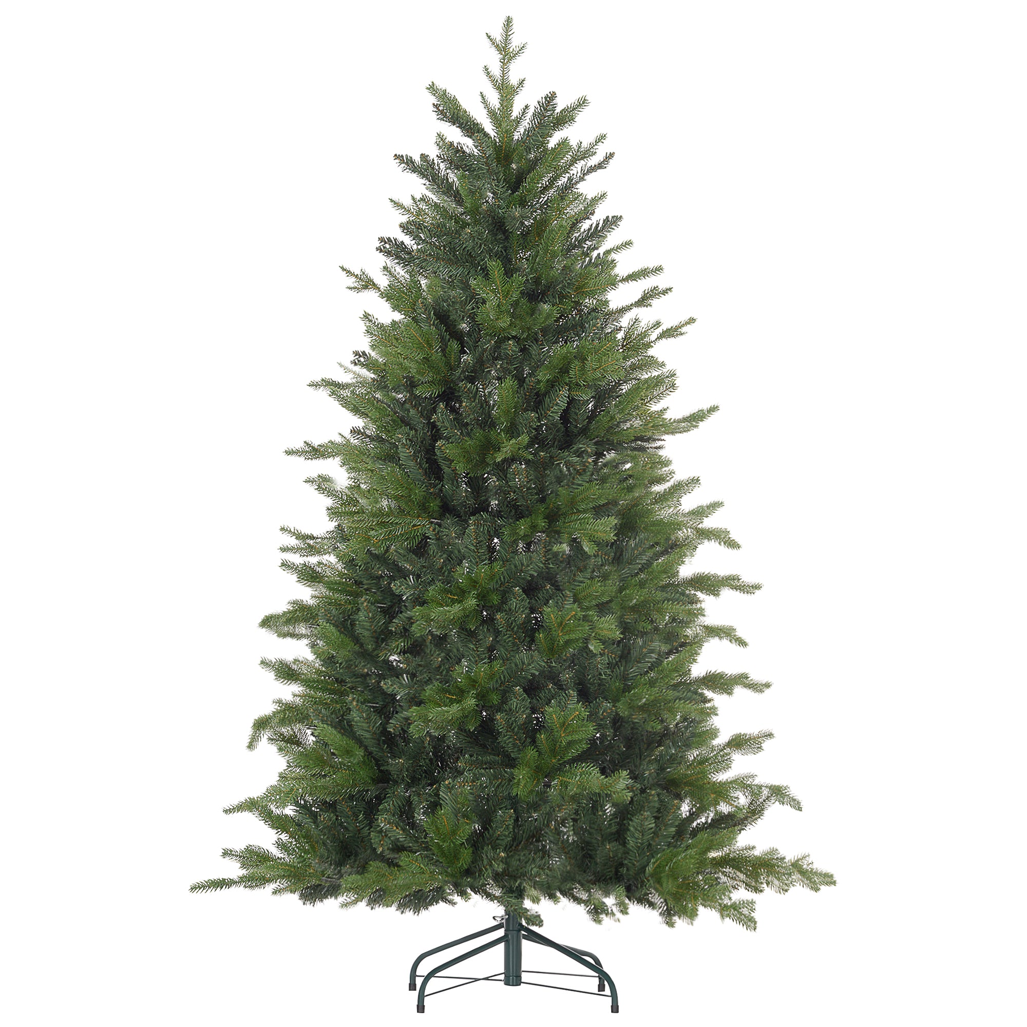 HOMCOM 6ft Artificial Christmas Tree: Realistic Green Xmas Tree with 1821 Tips, Hinged Branches for Easy Assembly, Foldable Metal Stand, Flame Retardant Decor for Home &amp; Office Holiday Festivities