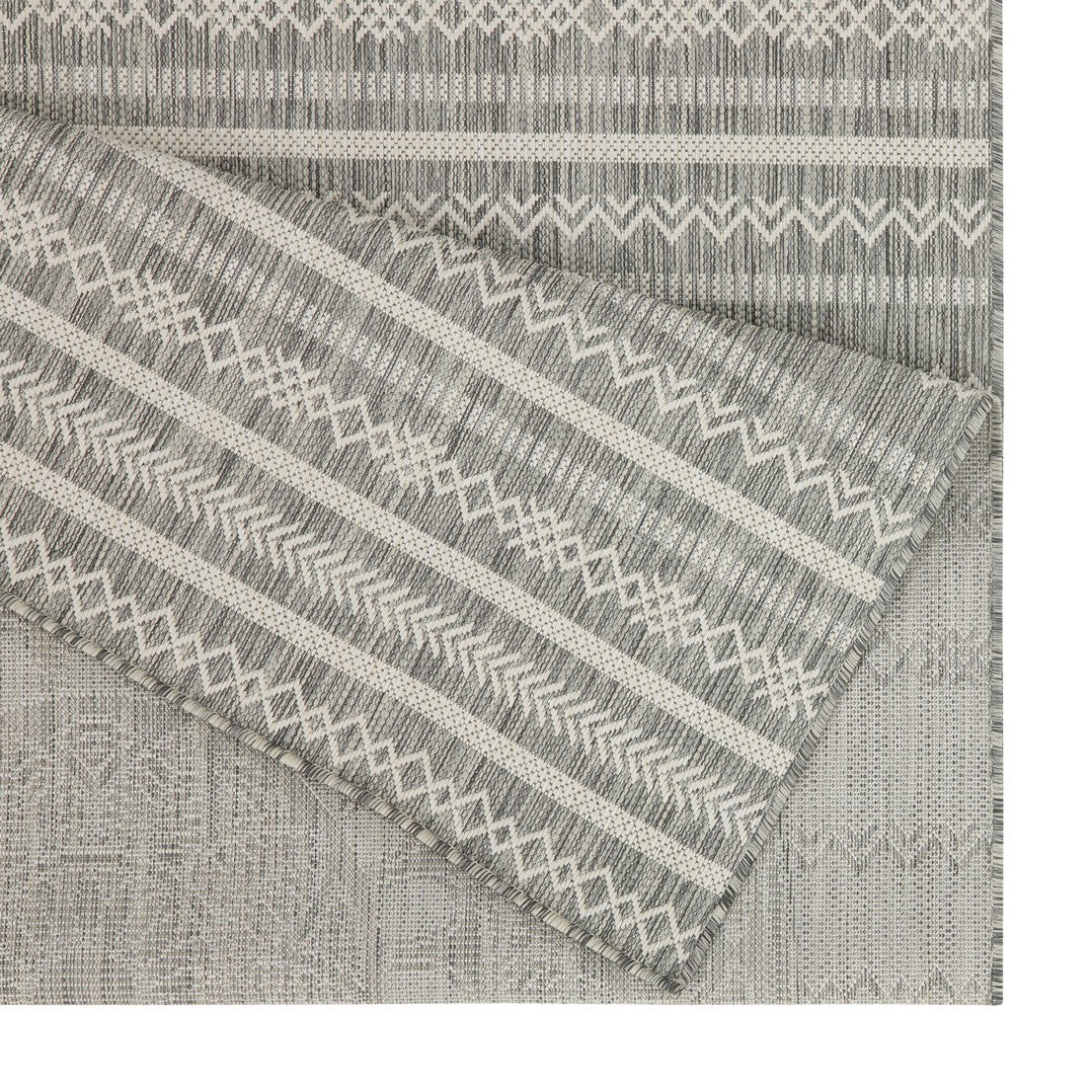 Sunshine GC_HAR2018 Silver 5'3" x 7'3" Indoor/Outdoor Area Rug - Durable Polypropylene, Stain-Resistant, Easy Clean, Flatweave for Entryways &amp; Patios, Made in Turkey