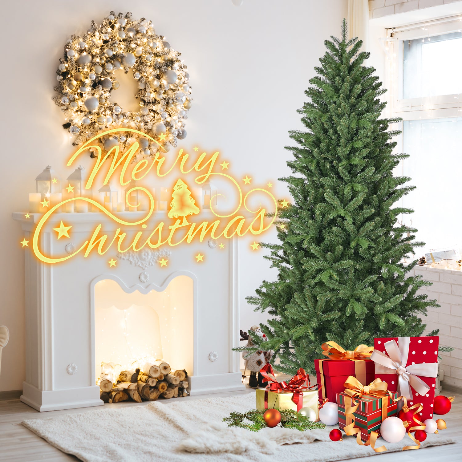 6ft Full Lush Artificial Christmas Tree - Hinged Pine with 1168 PE+PVC Mixed Needles, Easy Assembly Holiday Decor with Sturdy Metal Stand - Perfect for Indoor Christmas Celebrations, Green