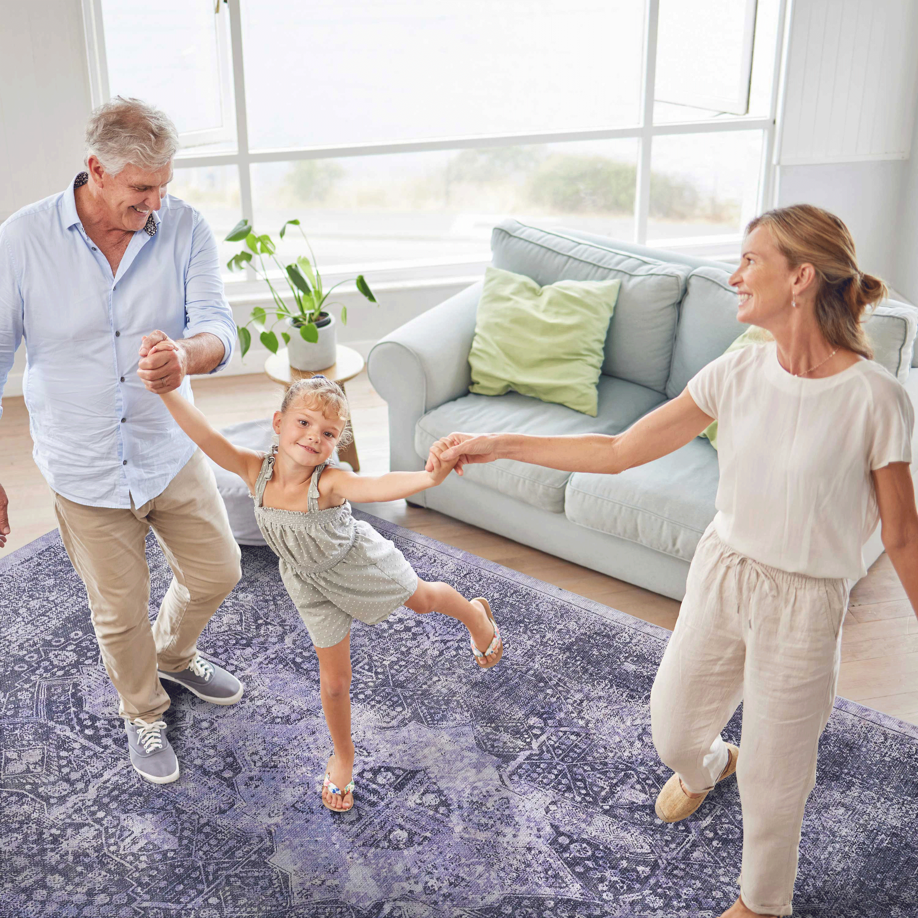 MAVAL Anthracite Washable Rug 8x10 - Soft Chenille Polyester Area Rug, Stain-Resistant, Non-Slip, Low Pile for Living Room, Bedroom, Dining, Hallway, Kitchen